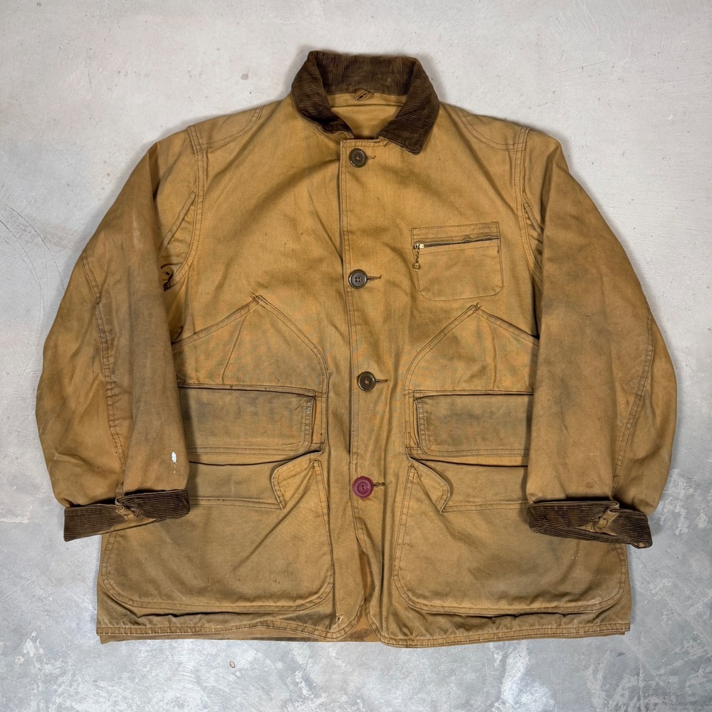 Vintage 60s Fieldmaster Sears Roebuck Hunting Jacket Tan Canvas Workwear L 44
